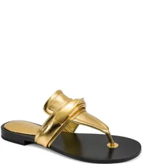 ダナキャラン レディース シューズ サンダル トール ベルベット Donna Karan Velvet Metallic Thong Sandals Gold ゴールドのサムネイル