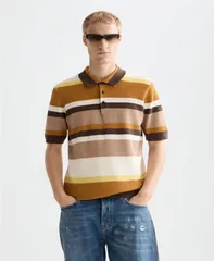 スコッチアンドソーダ メンズ トップス ポロシャツ ニット SCOTCH SODA Menstriped Knitted Polo Shirt Cathay spice stripe ストライプのサムネイル