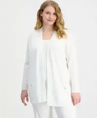 アンクライン レディース アウター ニット・セーター プラスサイズ カーディガン Anne Klein Plusize Malibu OpenFront Cardigan Bright White ホのサムネイル