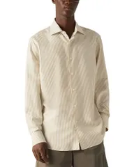 ゼニア メンズ トップス シャツ シルク ZEGNA Silk Dresshirt LightaupeWhite ホワイトのサムネイル