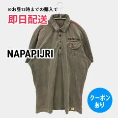 NAPAPIJRI ポロシャツ グレー ライン柄 無地 前面プリント ワンポイント 半袖 メンズのサムネイル