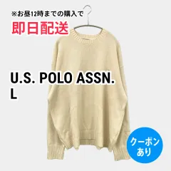 U.S. POLO ASSN. ユーエスポロアッスン ニット/セーター L アイボリー 無地 ワンポイント ミドル丈 長袖 クルーネック(丸首) メンズ レディースのサムネイル