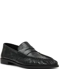 スティーブ マデン レディース シューズ スリッポン・ローファー レザー Steve Madden Hartly Crinkleather Penny Loafers Black ブラックのサムネイル
