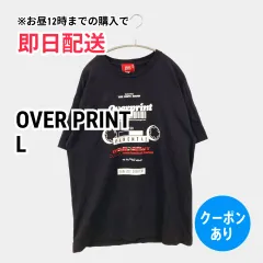 OVER PRINT Tシャツ/カットソー L ブラック 前面プリント バックプリント ブランドロゴ ミドル丈 半袖 クルーネック(丸首) メンズ レディースのサムネイル