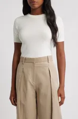 マンゴ レディース アウター ニット・セーター MANGO Short Sleeve Sweater Light Beige ベージュのサムネイル