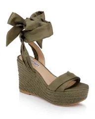 バッジェリーミシュカ レディース シューズ サンダル Badgley Mischka Womens Ximora Espadrille Sandals Olive Silk オリーブのサムネイル