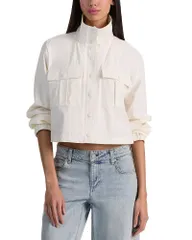 アリスアンドオリビア レディース アウター ジャケット・ブルゾン スタンドネックロップド Alice and Olivia James Cropped Funnel Neck Jacket Off Wのサムネイル