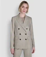 ダナ キャラン ニューヨーク レディース アウター ジャケット・ブルゾン ブレザー DKNY Womens Windowpane DoubleBreasted Notch Collar Blazerのサムネイル