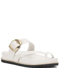 ヴィンスカムート レディース シューズ サンダル レザー Vince Camuto Camilo Leather Toe Loop Buckle Band Slides Biancoのサムネイル