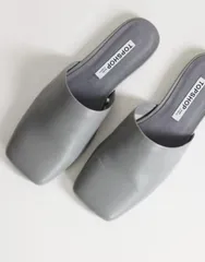 トップショップ レディース シューズ サンダル レザー Topshop Cressida premium realeather square toe mules Gray グレーのサムネイル
