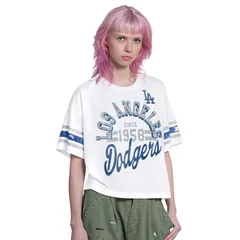 スターター レディース トップス Tシャツ クロップド Womenstarter White Los Angeles Dodgers Cropped Hurry Up Offense TShirt Lのサムネイル