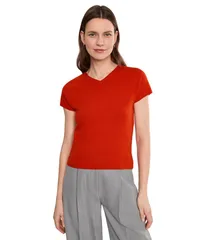 ヴィンス レディース アウター ニット・セーター Vネック Vince High VNeck Short Sleeve Poppyのサムネイル