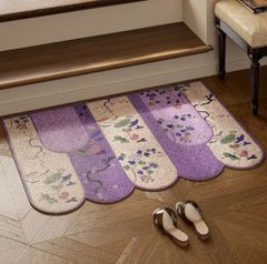 新品 和モダン花柄 和風ラグマット 泥落とし 洗える 玄関マット屋外