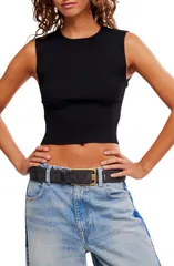 フリーピープル レディース トップス シャツ Free People Back to Back Crop Tank Black ブラックのサムネイル