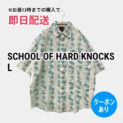 SCHOOL OF HARD KNOCKS シャツ/ブラウス L ホワイト コットン ストライプ柄 花柄・ボタニカル柄 刺繍 ミドル丈 半袖 レギュラーカラー メンズのサムネイル