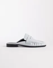 エイソス レディース シューズ スリッポン・ローファー ギャザー ASOS DESIGN Mouse ruchedetailoafer mules in pale blue ブルーのサムネイル