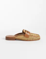 エイソス レディース シューズ スリッポン・ローファー ギャザー ASOS DESIGN Mouse ruchedetailoafer mules inatural raffia Natural raのサムネイル