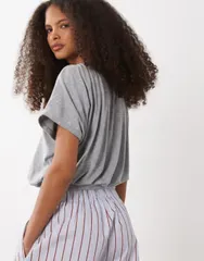 エイソス レディース トップス Tシャツ ASOS DESIGN short sleeve balloon top Gray グレーのサムネイル