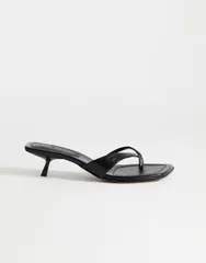 トップショップ レディース シューズ サンダル ヒール Topshop Solo strappy mid height heeled mule sandals Black ブラックのサムネイル