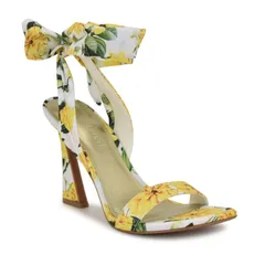 ナインウェスト レディース シューズ パンプス サンダル ヒール Nine West Kobs Womens Open Toe Heeled Sandals With Bow Accent Yelloのサムネイル