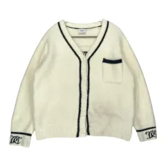 JUICY COUTURE ジューシークチュール クリーム ブークレ ロゴ カーディガン XLのサムネイル