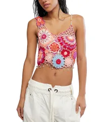 フリーピープル レディース トップス タンクトップ Free People Fiorella Crochetank Topink Solace ピンクのサムネイル