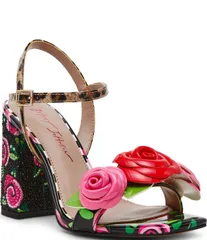 ベッツィジョンソン レディース シューズ サンダル フラワー柄 フラワー ヒール Betsey Johnson Krystle Floral Embellished Block Heel Dressaのサムネイル