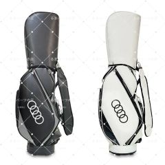 Audi Logo Cart-Style Golf Bag, PU Leather, Black/White, Recommended for Car-Loving Golfers, Brand New, Unused