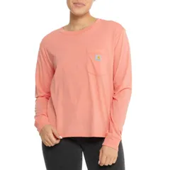 カーハート レディース トップス シャツ Tシャツ Carhartt 106121 Loose Fit Lightweight Pocket TShirt Long Sleeve Factory Seのサムネイル