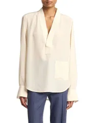 ヴィクトリア ベッカム レディース トップス シャツ Vネック シルク ブラウス Victoria Beckham Silk V Neck Blouse Ivory アイボリーのサムネイル