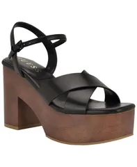 ゲス レディース シューズ サンダル プラットフォーム ヒール GUESS Womens Qeelin CrissCross High Block Heel Platform Sandals Blacのサムネイル