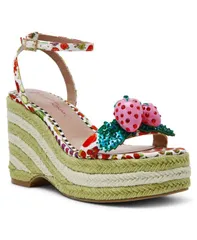 ベッツィジョンソン レディース シューズ サンダル プラットフォーム Betsey Johnson Womens Bobbie Platform Wedge Sandals White Multi ホのサムネイル