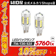 クーポンセール10%OFF！【ワイド照射バックランプ】即日発送！【HID屋公式ショップ】LED バックランプ 2球 T16 T20 S25 5760lx ヒートセンサー搭載 広範囲照射 無極性 車 ホワイト 送料無料 安心2年保証 車検対応 ハイエース Bのサムネイル