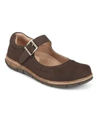 アース レディース シューズ パンプス Earth Womens Erie Round Toe Mary Jane Flats Dark Brown Leather ブラウンのサムネイル