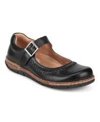 アース レディース シューズ パンプス Earth Womens Erie Round Toe Mary Jane Flats Black Leather ブラックのサムネイル