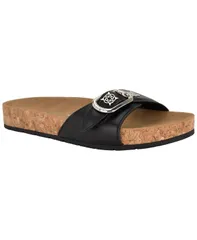 ゲス レディース シューズ サンダル GUESS Womens Locela Ornamented Flat Cork Footbed Sandals Black ブラックのサムネイル