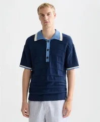 スコッチアンドソーダ メンズ トップス ポロシャツ ニット SCOTCH SODA Menstructured Knitted RegularFit Polo Shirt Pageant Blue ブのサムネイル
