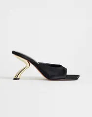 トップショップ レディース シューズ サンダル サテン ヒール Topshop Nicole angular mid heel mulesatin Black satin ブラックのサムネイル