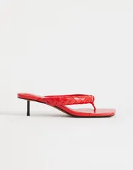 トップショップ レディース シューズ サンダル ヒール Topshop Emily pin heel woven flip flops RED レッドのサムネイル