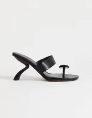 トップショップ レディース シューズ サンダル ヒール Topshop Natalie angular heel flip flops Black ブラックのサムネイル