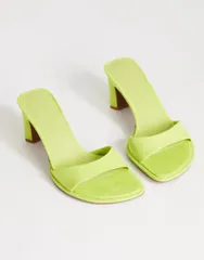 トップショップ レディース シューズ サンダル ヒール Topshop Ari mule heeled sandals in lime ライムのサムネイル