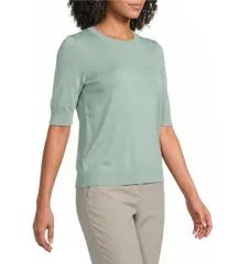 ヒューゴボス レディース トップス Tシャツ クルーネック ウール BOSS By Hugo Boss Farbella Virgin Wool Crew Neck Short Sleeve Topのサムネイル