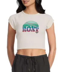 ロキシー レディース トップス シャツ クロップド ロゴ Roxy Rising Logo Cropped TShirt Parchmentのサムネイル