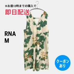 RNA アールエヌエー ワンピース M グリーン リネン・麻 その他総柄 袖なし ひざ丈 タイト レディースのサムネイル