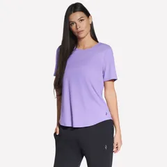 スケッチャーズ レディース トップス Tシャツ Womenskechers GO WALK Luxe Rib TShirt Purple Lotus パープルのサムネイル