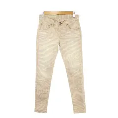 ダブルスタンダードクロージング ダブスタ DOUBLE STANDARD CLOTHING Premium Wash デニム ジーンズ 38 ピンクベージュ ゼブラ柄 スキニー フルレングス /MN27 ■GY70のサムネイル