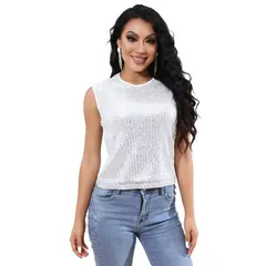 セオリア レディース トップス Tシャツ ベスト スパンコール ノースリーブ Seoria Tank Top Casual Sleevelessequin Sparkle Tank Tops Fashのサムネイル