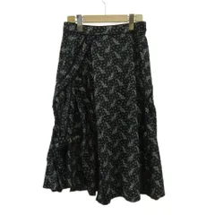 マックスマーラ ウィークエンドライン MAX MARA WEEKEND LINE スカート 38 黒 ブラック 小花柄 アシンメトリー フレア ロング丈 /PP ■ECE004のサムネイル