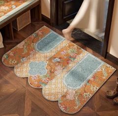 紫花鳥柄 和風ラグマット 泥落とし 洗える 玄関マット屋外 屋内 カーペット 新品 和モダン花柄 和風ラグマット 泥落とし 洗える 玄関マット屋外