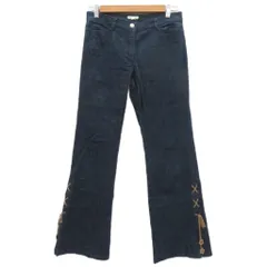 レストローズ L'EST ROSE デニムパンツ ジーンズ フレアパンツ 2 紺 ネイビー レースアップ ロング丈 /HO39 ■ECB003のサムネイル